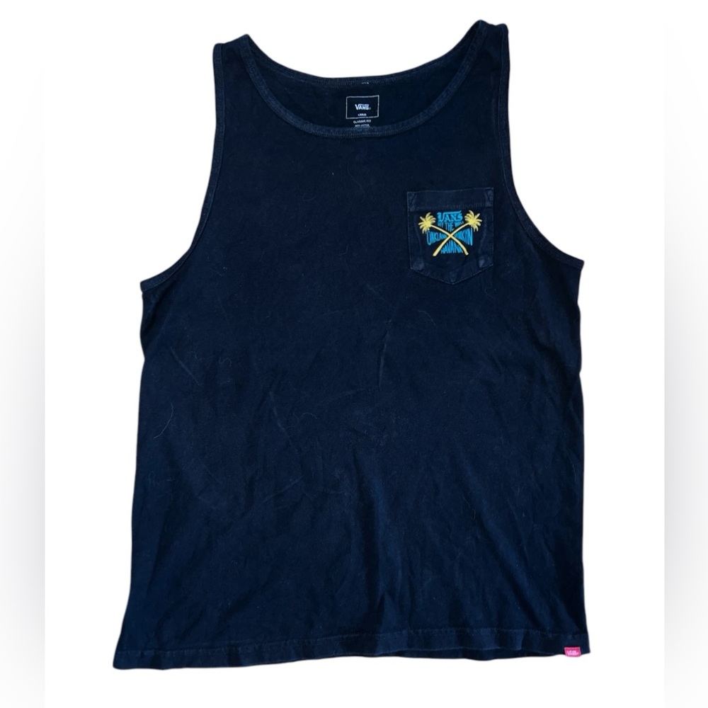 Vans Black Tank Top with Palm Tree Design